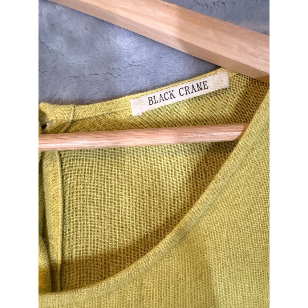 Black Crane Xiao Linen Jumpsuit XS Oversized Slouchy Drop Crotch Harem Casual - Picture 11 of 11
